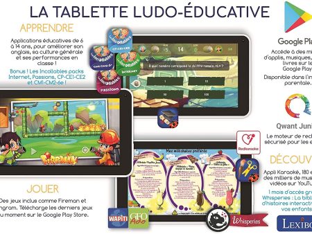 Lexibook - Tablet Infantil de 7 Pulgadas Lexitab Master - Tablet educativa con Controles parentales y Funda de protección incluida - Android, Google Play, Youtube - MFC149FR (FR Version) Embalaje Deteriorado Online now