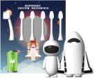 Cepillo De Dientes Eléctrico Astronauta Recargable Sónico Para Niños 12 años, Cepillo y Taza,6 Recambios, Cargar 15 Min a 15 Días, IPX7 Impermeable, Cabezal De Cepillo Suave PBT De Cuidado Especial Embalaje Deteriorado Fashion