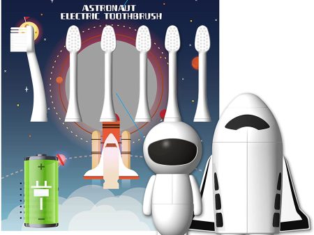 Cepillo De Dientes Eléctrico Astronauta Recargable Sónico Para Niños 12 años, Cepillo y Taza,6 Recambios, Cargar 15 Min a 15 Días, IPX7 Impermeable, Cabezal De Cepillo Suave PBT De Cuidado Especial Embalaje Deteriorado Fashion